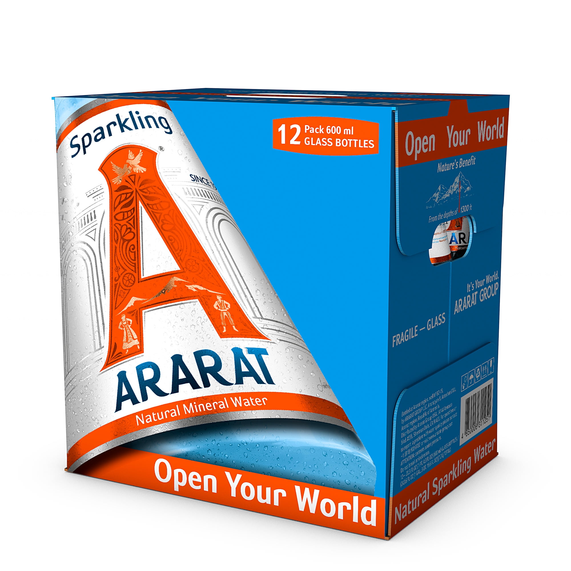 ARARAT glass 7.2-Liter Sparkling High Mineral Water CASE