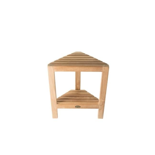 Teak Corner Spa Shower Bench with Shelf, 31"