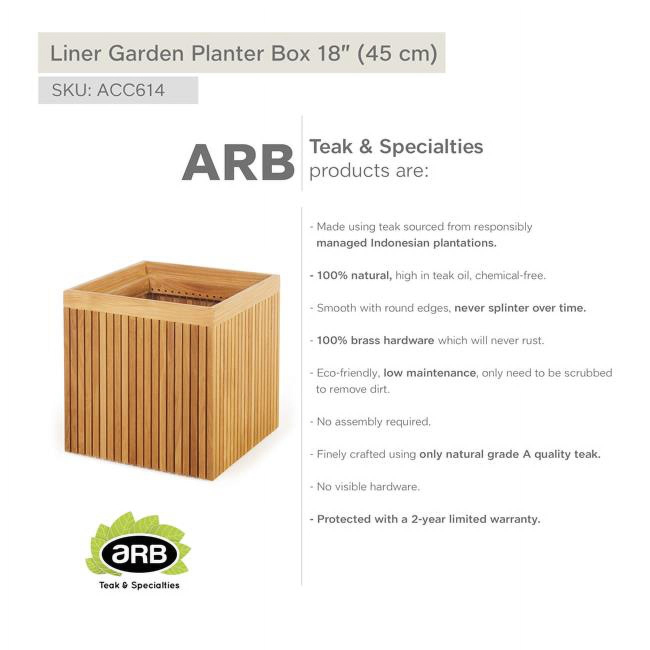 ARB 18" Teak Wood Garden Planter Box