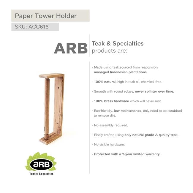 ARB 12.5" Teak Wall-Mounted Paper Towel Holder