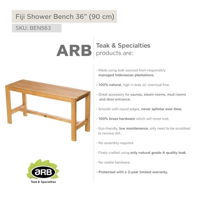 Fiji 36'' Natural Teak Wood Shower Bench