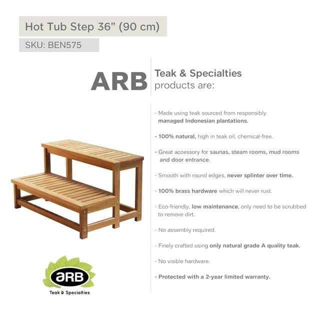 ARB Teak 36" Natural Wood Hot Tub Step