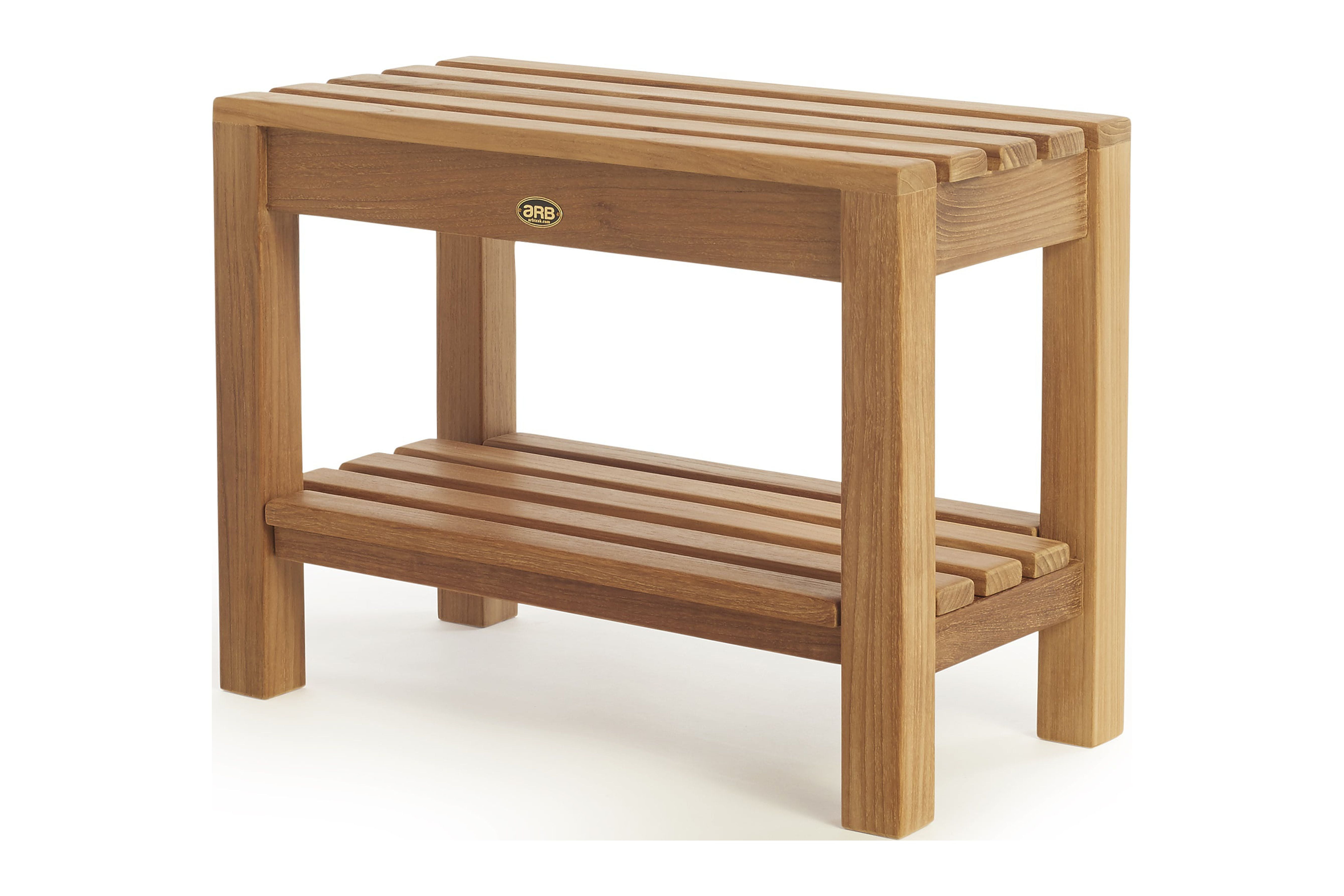 Teak Shower Bench with Removable Shelf for Spa