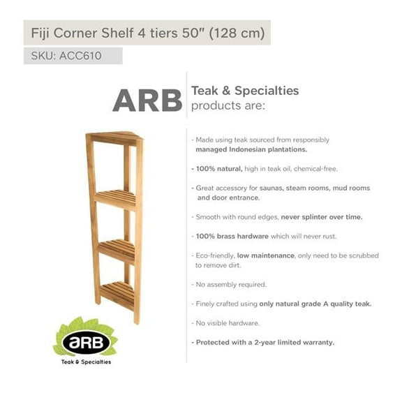 ARB Teak & Specialties Fiji Square Shelf with 3 tiers 36" (90cm)