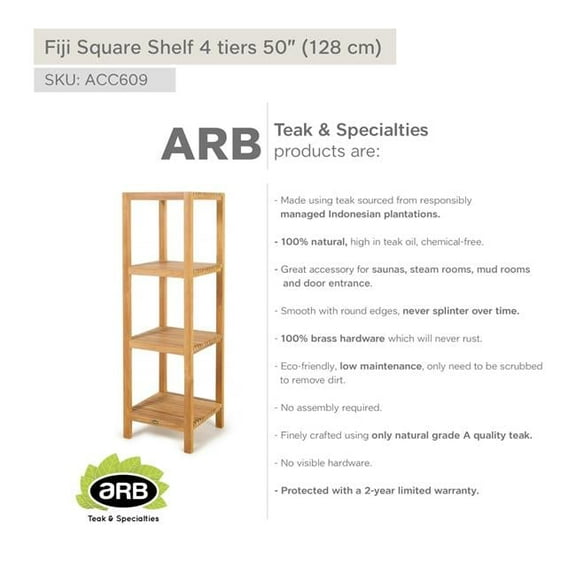 ARB Teak & Specialties Fiji Square Shelf with 4 tiers 50" (128cm)