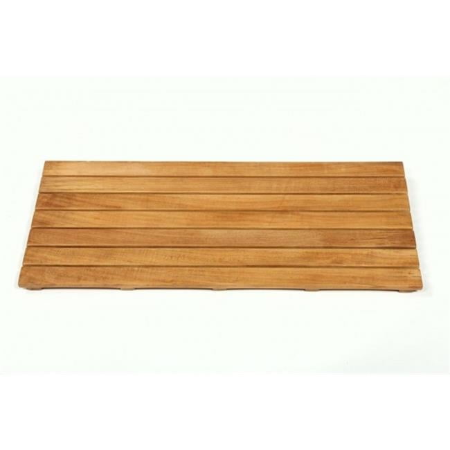 Natural Teak Wood Slatted Shower Mat, 34" x 16"