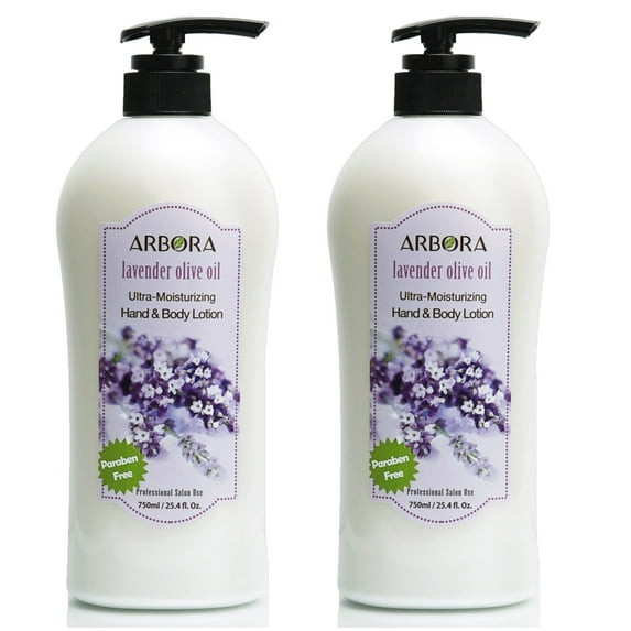 ARBORA DUO 2 Hand & Body Lotion LAVENDER OLIVE 25.4OZ/750ML Paraben Free Natural Ultra-Moisturizing, Professional Massage Lotion Original from Korea
