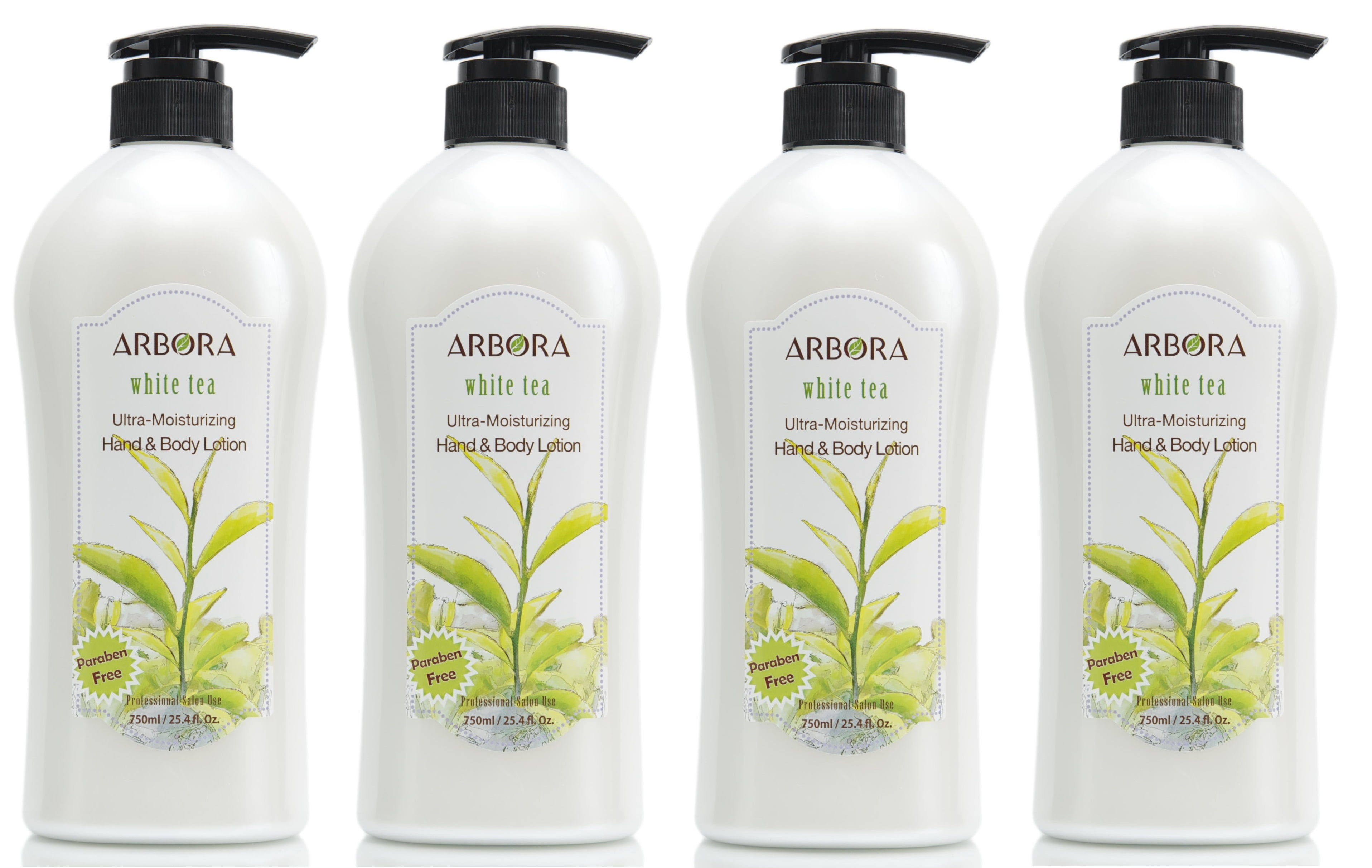 ARBORA Hand & Body Lotion WHITE TEA 25.4OZ/750ML Paraben Free Natural