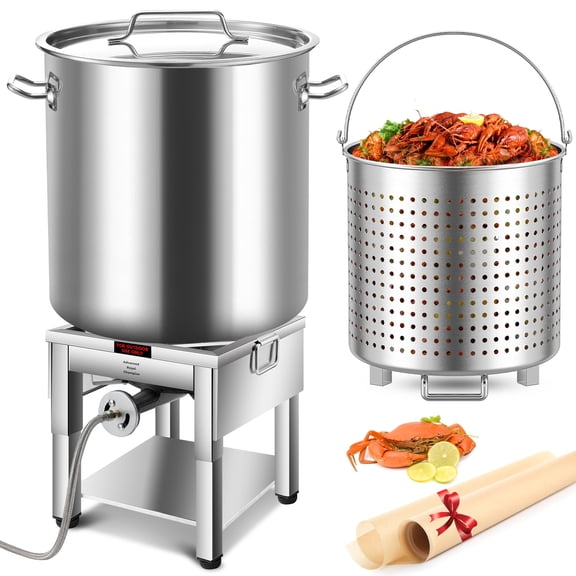 ARC 100QT Stainless Steel Seafood Boil Pot with 200,000BTU Propane Burner Foldable Legs for Outdoor Deep Fryer, Large Cooking Pot for Turkey Fryer, Crab, Crawfish, Shrimp, Lobster Boiling Stock Pot
