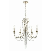 ARC-1905-SA-CL-MWP Crystorama Lighting Arcadia - 5 Light Chandelier-Hand Cut Crystal Type-Antique Silver Finish   -Traditional Installation