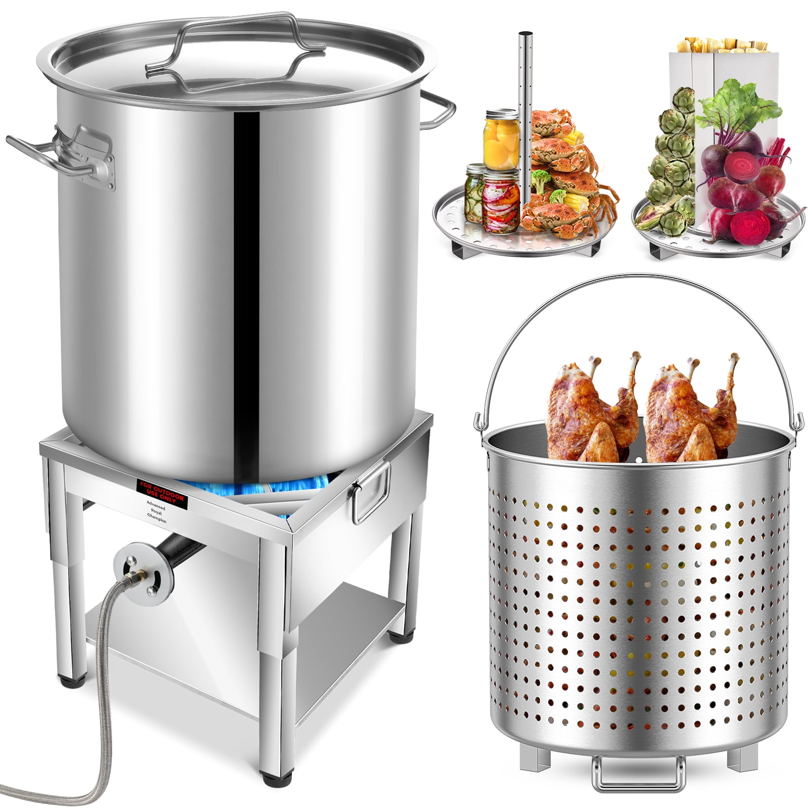 Propane Boiling ARC 52QT Seafood Boiling Kit, 200,000BTU Propane Burner And Stainless ...