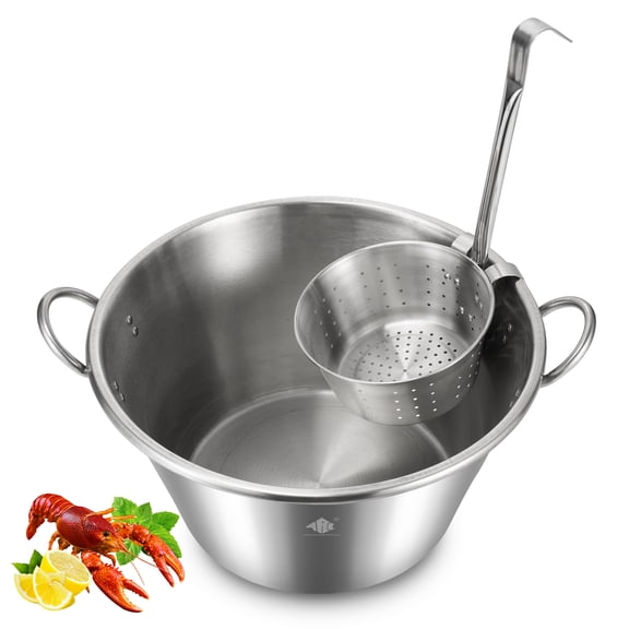 ARC 69QT Large Cazo Stainless Steel 25" Mexican Para Carnitas Set with 11.8" Fry Strainer Basket7.4 QT),Heavy Duty Comal Wok for Tacos Disco Cocinar Plancha Griddle Tortillas,Braising
