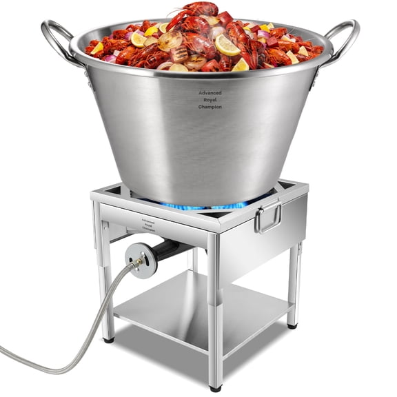 ARC 69QT Stainless Steel Mexican Cazo Para Carnitas Set, 200,000BTU Protable Propane Burner,25" Outdoor Wok With 11.8" Fry Strainer Basket, Great for Carnitas, Braising, Seafood Boiling