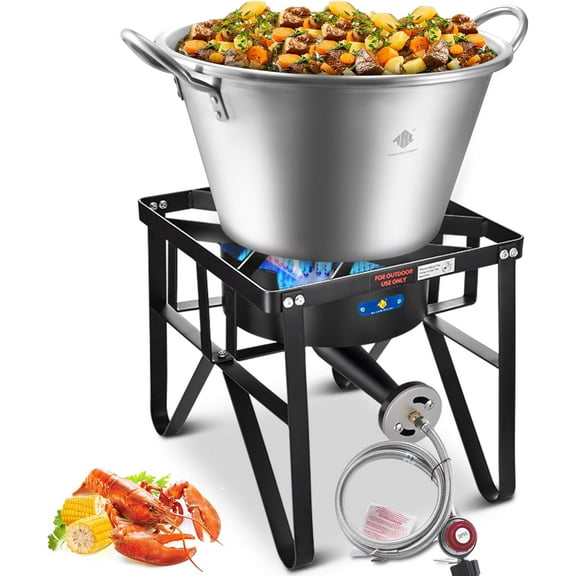 ARC Cast Iron Mexican Cazo Para Carnitas With 200,000 BTU Propane Stove,Great for Carnitas, Braising, Seafood Boiling, Inoxidable Wok comal Fry,For Outdoor Cooking (22QT)