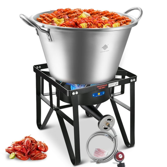 ARC Cast Iron Mexican Cazo Para Carnitas With 200,000 BTU Propane Stove,Great for Carnitas, Braising, Seafood Boiling, Inoxidable Wok comal Fry,For Outdoor Cooking (69QT)