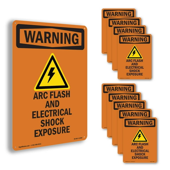 ARC Flash And Electrical With Symbol OSHA WARNING Aluminum Sign 10 Inch x 7 Inch - 10 Pack