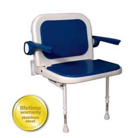 ARC Inc 04140P 4000 Series Shower Seat Wide Padded with Back and Arms - Blue - 27.75 Inch W