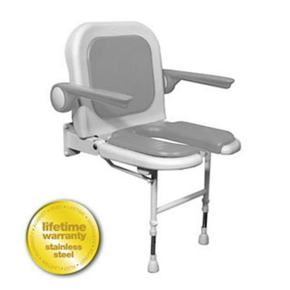 ARC Inc 04260P 4000 Series Shower Seat U-Shaped Padded with Back and Arms - Gray - 23 Inch W