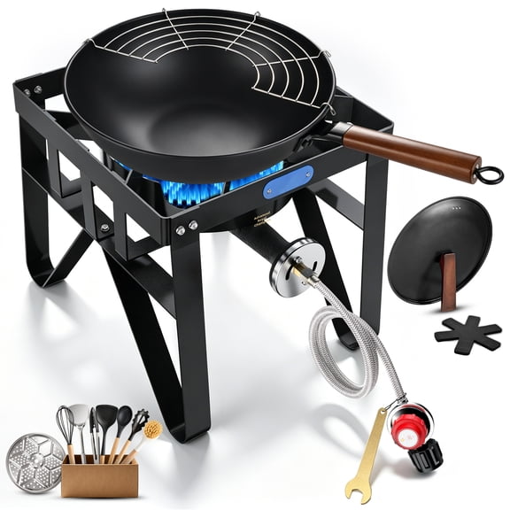 ARC Outdoor Propane Stove, 200,000BTU BTU Single Burner and Carbon Steel Wok