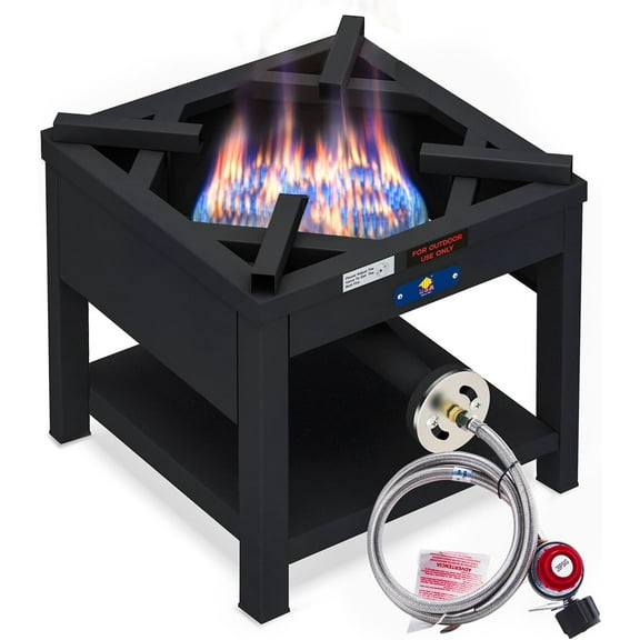 ARC Single Burner Propane Stove, 200,000BTU Cast Iron High Pressure Outdoor Propane Burner Cooker,16.5"Heavy Duty Square Stove, Great For Outdoor Cooking Turkey Fry,Seafood Boil,Homebrewing