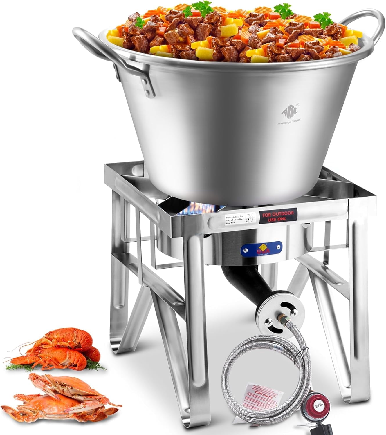 ARC Stainless Steel Mexican Cazo Para Carnitas With 200,000 BTU Propane Stove,Great for Carnitas, Braising, Seafood Boiling, Inoxidable Wok comal Fry,For Outdoor Cooking (69QT)