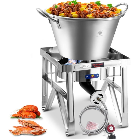 ARC Stainless Steel Mexican Cazo Para Carnitas With 200,000 BTU Propane Stove,Great for Carnitas, Braising, Seafood Boiling, Inoxidable Wok comal Fry,For Outdoor Cooking (41QT)
