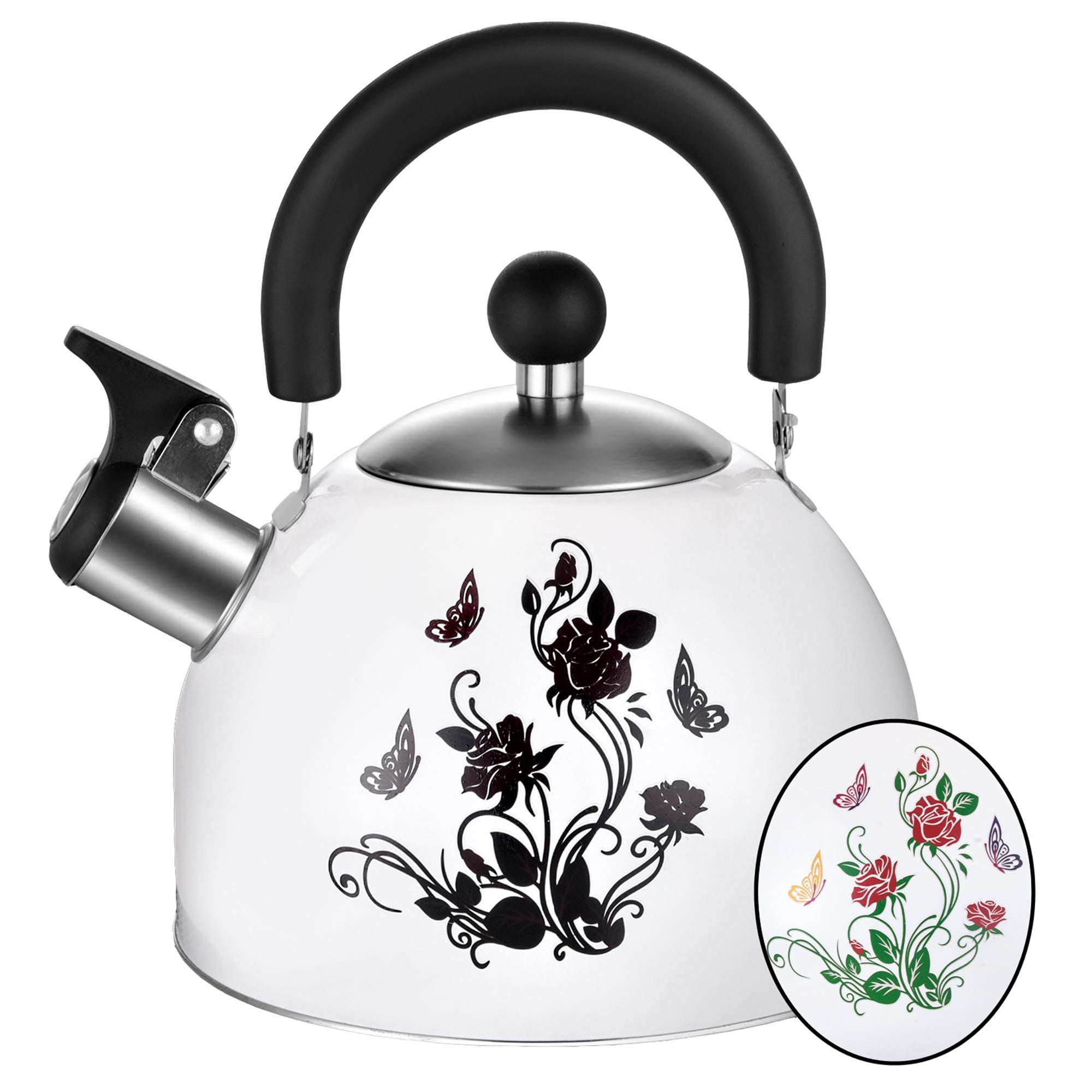 ARC Stainless Steel Tea Kettle - Color Changing, 2QT Stovetop Whistle ...