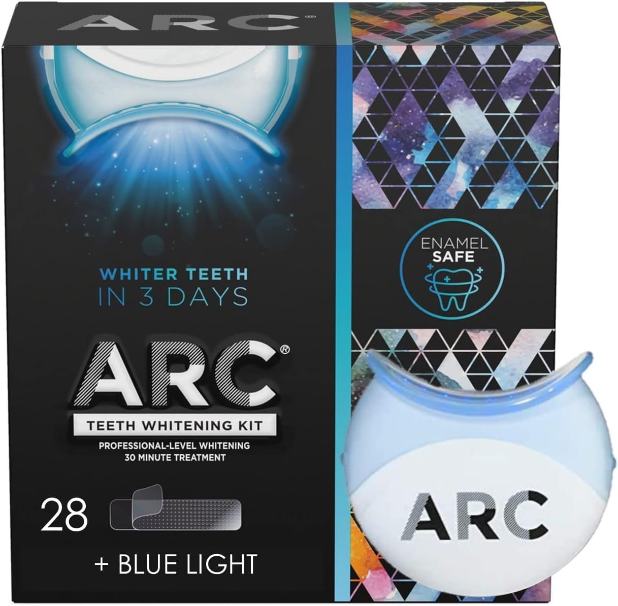 ARC Teeth Whitening Strip Kit with Blue Light, 28 Strips (14 Count Pack