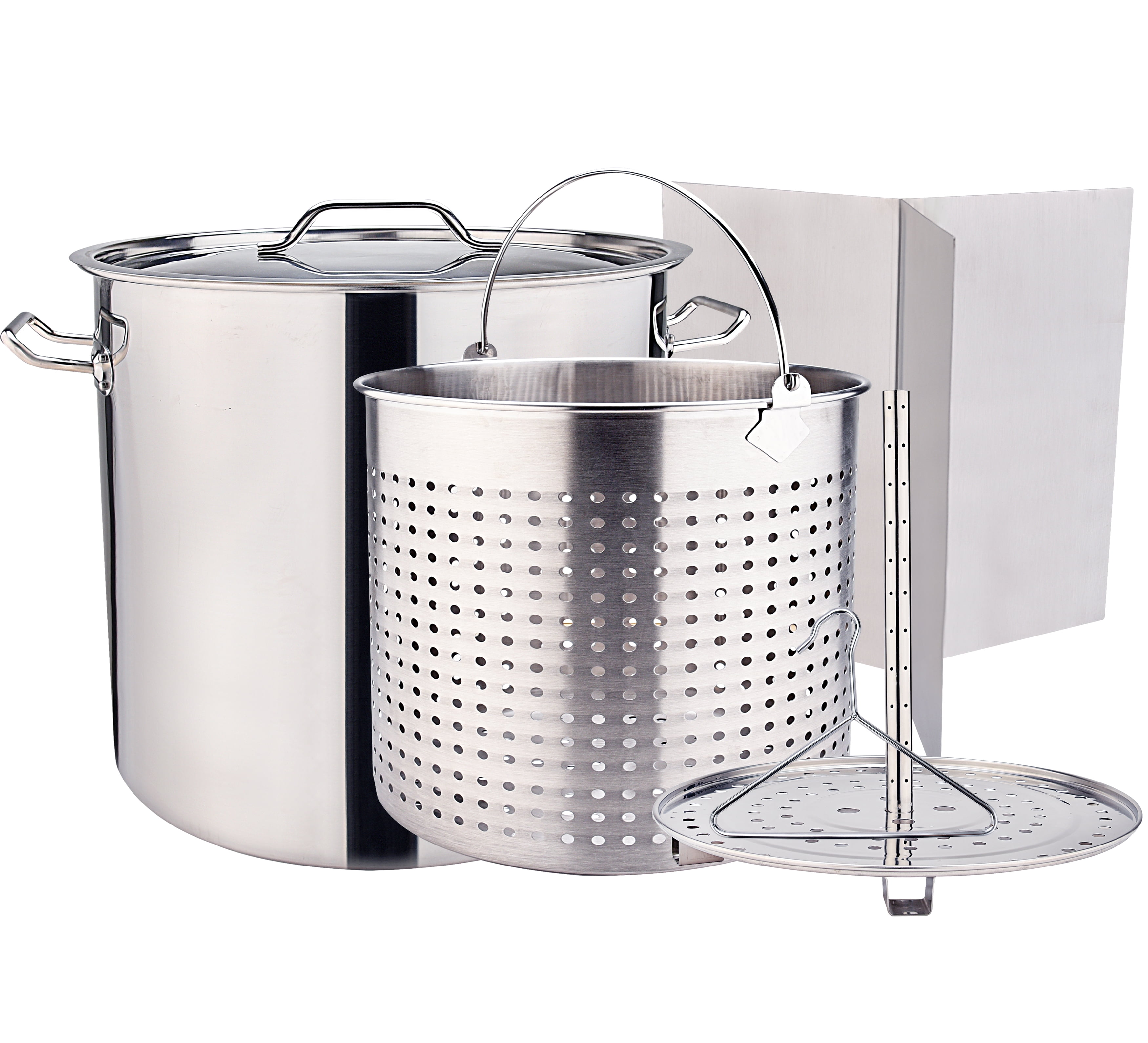 100-Quart Stainless Steel Stock Pot with Basket and Steamer Rack