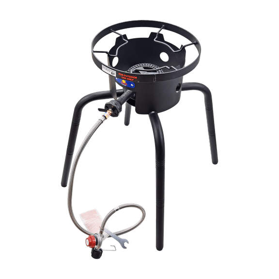 ARC USA 7382M Single Burner Outdoor Stove CSA 0-20PSI Adjustable Regulator and Hose Propane Burner Threaded Legs 15"*15"*28"