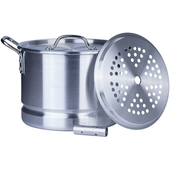 ARC USA Aluminum Tamale Steamer Pot Stock Pot with Steamer Rack & Steamer Tube Silver 12 Quart