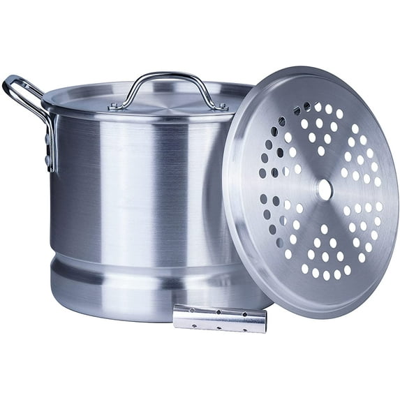 ARC USA Aluminum Tamale Steamer Pot Stock Pot with Steamer Rack & Steamer Tube Silver 20 Quart