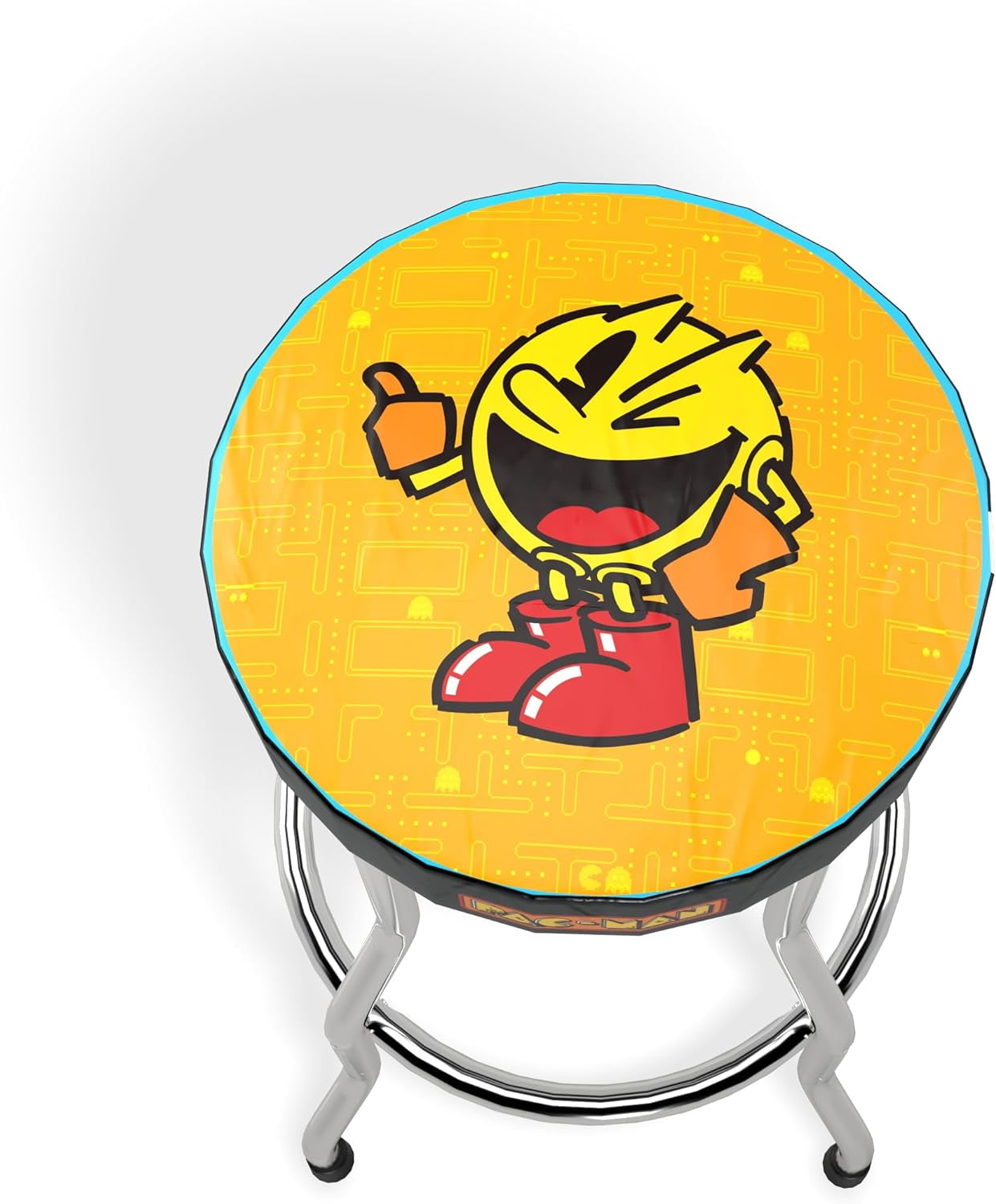 ARCADE1UP Officially Licensed Adjustable Stool with Chrome-Plated Steel Frame and High-Density Foam Padding for Supreme Gaming Comfort (Pac-Man)