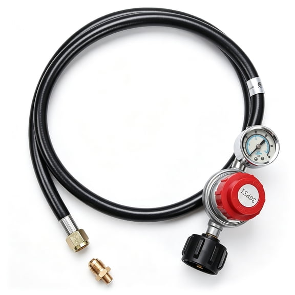 ARCADORA 0-30 PSI Adjustable Propane Regulator With Pressure Gauge QCC-1 Connector For Outdoor Propane Appliance Connection Use