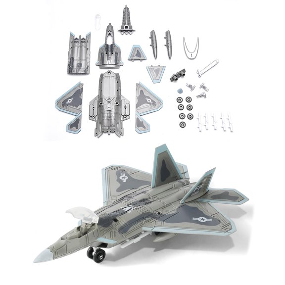 ARCADORA 1/100 Scale F-22 Raptor Stealth Fighter Model Kit No-Glue Snap-Fit Assembly For Desktop Display
