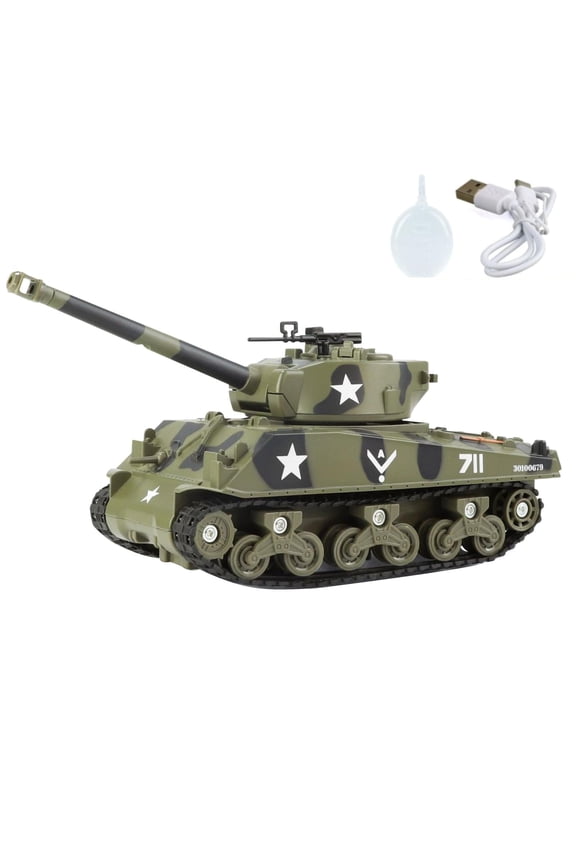 1/35 WWII USA M4 Sherman Tank Model Diecast Alloy 8.9 Inch Collectible Tank Model w Sound Light Atomizing Pull Back