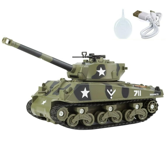ARCADORA 1/35 WWII USA M4 Sherman Tank Model Diecast Alloy 8.9 Inch Collectible Tank Model w Sound Light Atomizing Pull Back