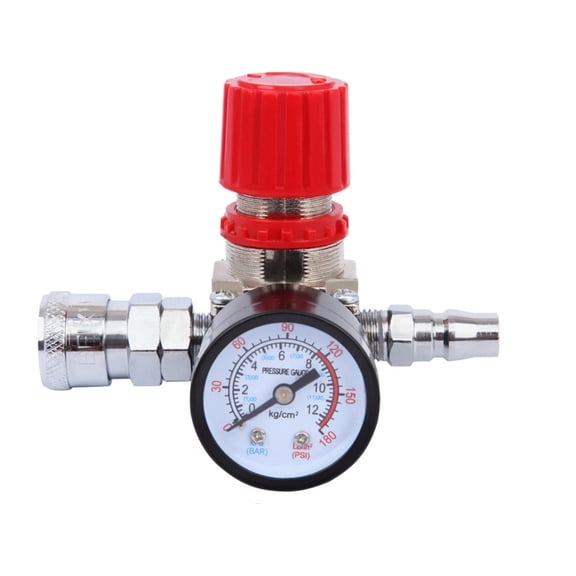 ARCADORA 1/4 Inch NPT Air Compressor Regulator Valve 0-180 PSI Pressure Gauge Inline Design For Spray Painting Pneumatic Tools