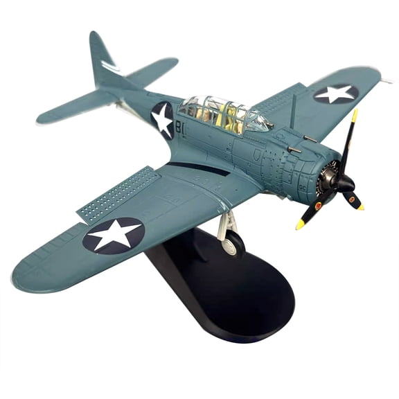 ARCADORA 1:72 Scale Alloy Plastic WWII US Navy SBD Dauntless Dive Bomber Model With Display Stand For Desk Showcase Shelf Decoration