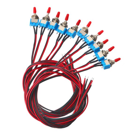 ARCADORA 10 Pcs SPST Toggle Switch Pre Wired for Car Marine Boat Auto Racing Truck 6A/125V 3A/250V On Off 3 Pin 6mm Hole