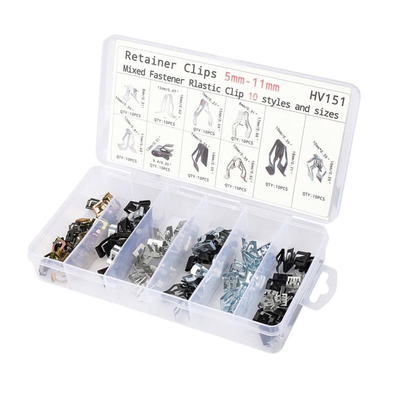 ARCADORA 100 Pcs U-Clip Assortment Kit Zinc Steel Auto Trim Panel Spring Clips 10 Sizes for A3 A4 Q5 Jetta Golf