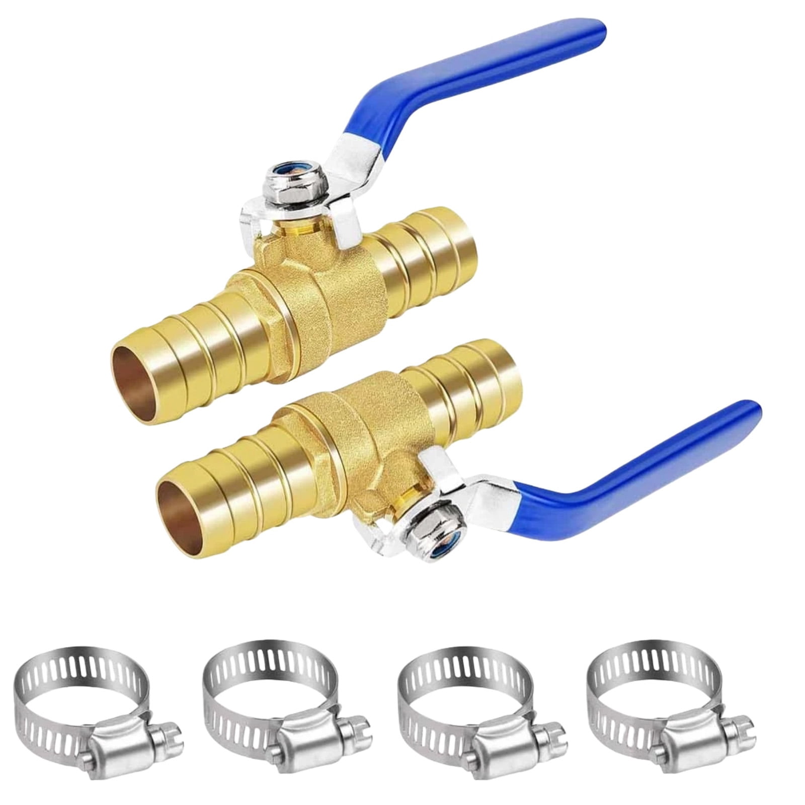 ARCADORA 16mm Brass Hose Barb Ball Valve 2 Pack With Stainless Steel Clamps For Coolant Fuel Water Oil Gas Flow Control