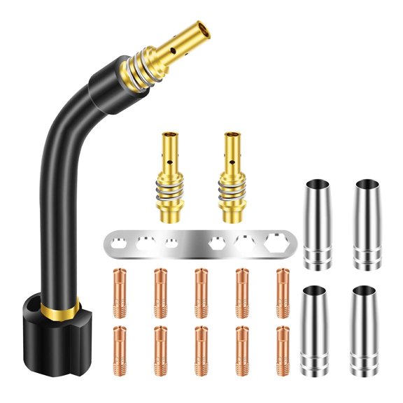 ARCADORA 18PC MB15 15AK MIG Welding Torch Kit 0.8mm Contact Tips Copper Nozzles for Binzel DIY Repair