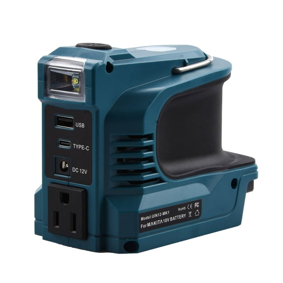 ARCADORA 18V To 110120V 220W Portable Power Inverter 200LM LED Light Multiple Safety Protection For 18V Lithium Battery