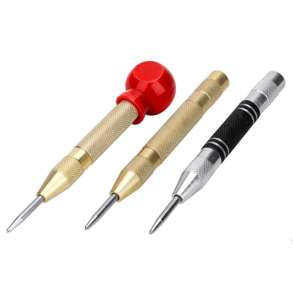 ARCADORA 3 Piece Automatic Center Punch Set Adjustable Spring Loaded Alloy Tungsten Steel For Metal Wood Plastic Positioning