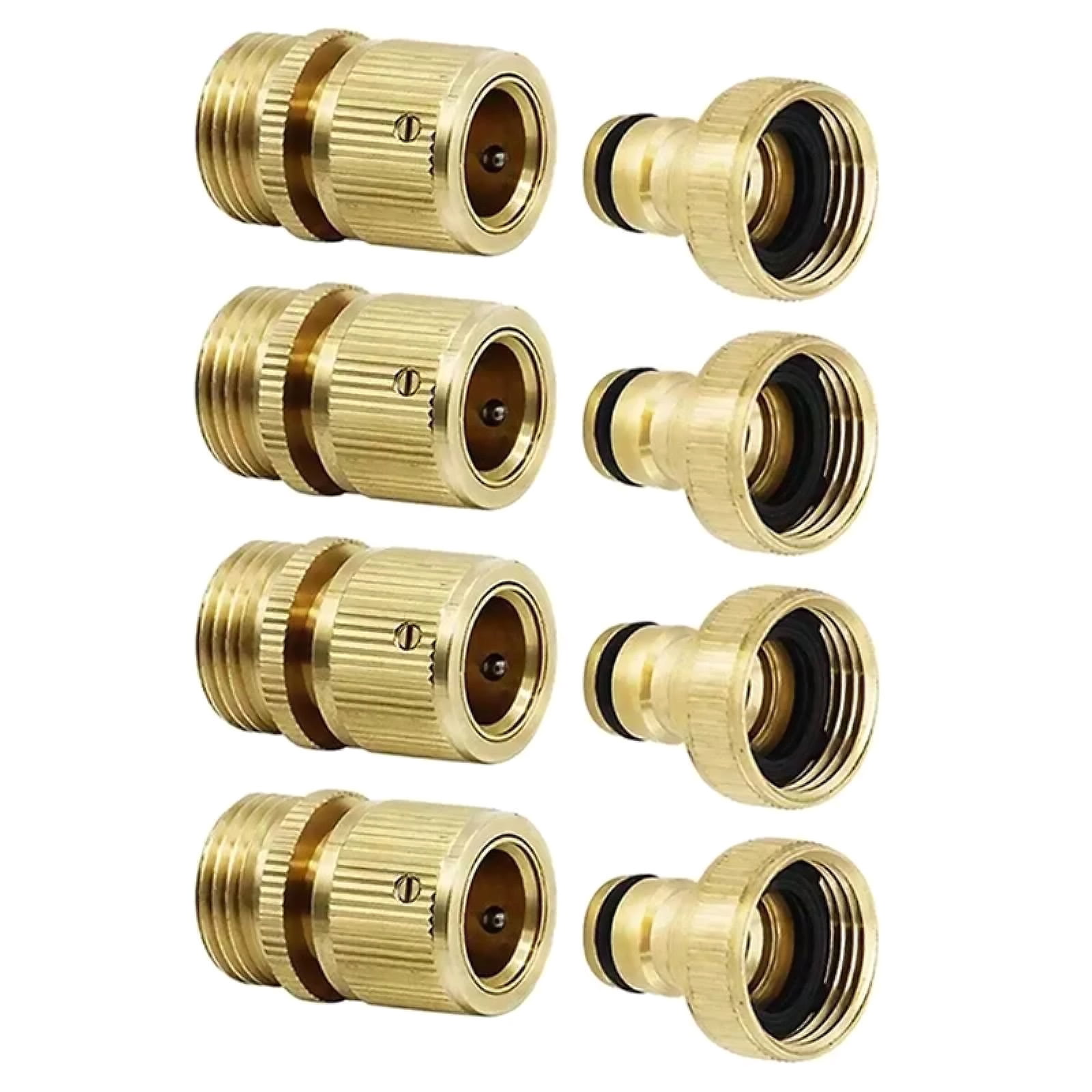 ARCADORA 4 Pair Brass Garden Hose Quick Connectors 3/4” GHT Standard Size Easy Connection Leak Proof Durable Faucets Sprinklers RV Boats