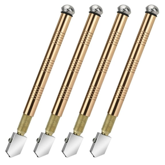 ARCADORA 4 Pcs Glass Cutter Tool Carbide Tip 6.1 Inch for Cutting Glass Tile Mirror DIY Gold Aluminum Alloy Handle