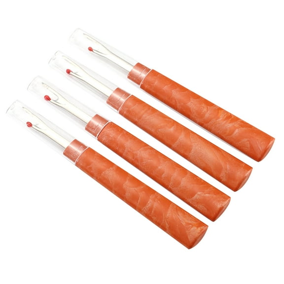 ARCADORA 4 Seam Rippers 5.1in Sharp Durable Steel Blade Non Slip Ergonomic Handle for Sewing Craft Fabric Red Mini Ball Protects Fabric Safe Secure