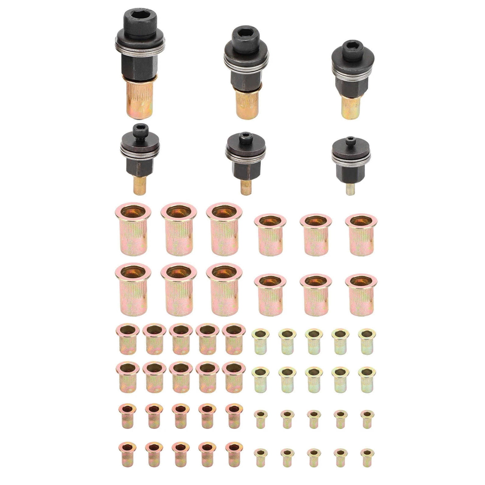 ARCADORA 58 PCS Manual Rivet Nut Set High Carbon Steel M3-M10 Sizes For Automotive Machinery DIY Metal Projects