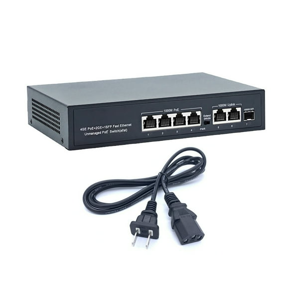 ARCADORA 6-Port Gigabit POE Unmanaged Switch with 2 Uplink Ports for IP Cameras and POE Devices